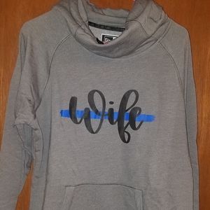 Police Wife Thin Blue Line Cowl Neck Sweatshirt